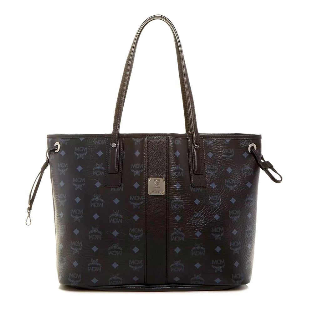MCM medium Visetos black reversible tote NWT